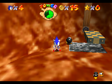 Sonic in Super Mario 64