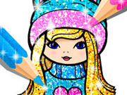 Girls Coloring Book Glitter