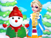 Princess Elsa And Snowman Dress Up